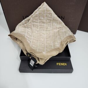 Fendi Monogram Beige and Cream Handkercief Scarf
